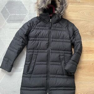 Marmot Black Puffer Jacket with Faux Fur Hood